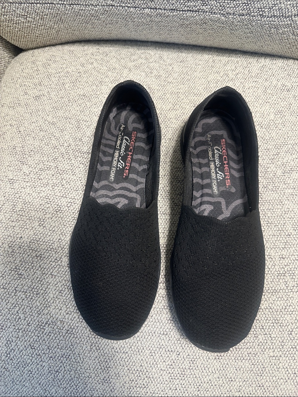 Skechers Black Slip-On Knit Comfort Shoes